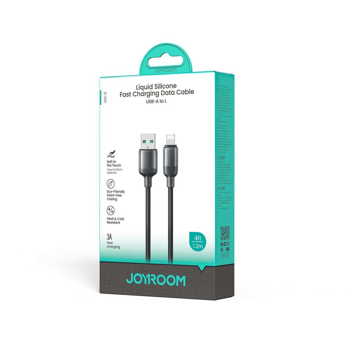 JOYROOM S-A62 Lively Series 3A USB-A to 8 Pin Fast Charging Data Cable, Length: 1.2m(Black)