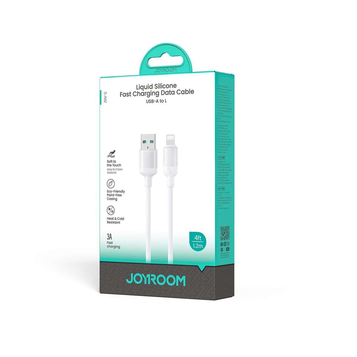 JOYROOM S-A62 Lively Series 3A USB-A to 8 Pin Fast Charging Data Cable, Length: 1.2m(White)