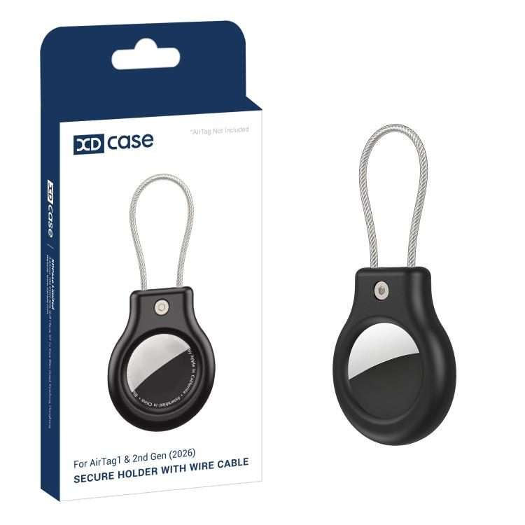 For AirTag 2nd Gen / 1st Gen XDcase Hollow PC Protective Case with Security Lock & Met ... (Black)