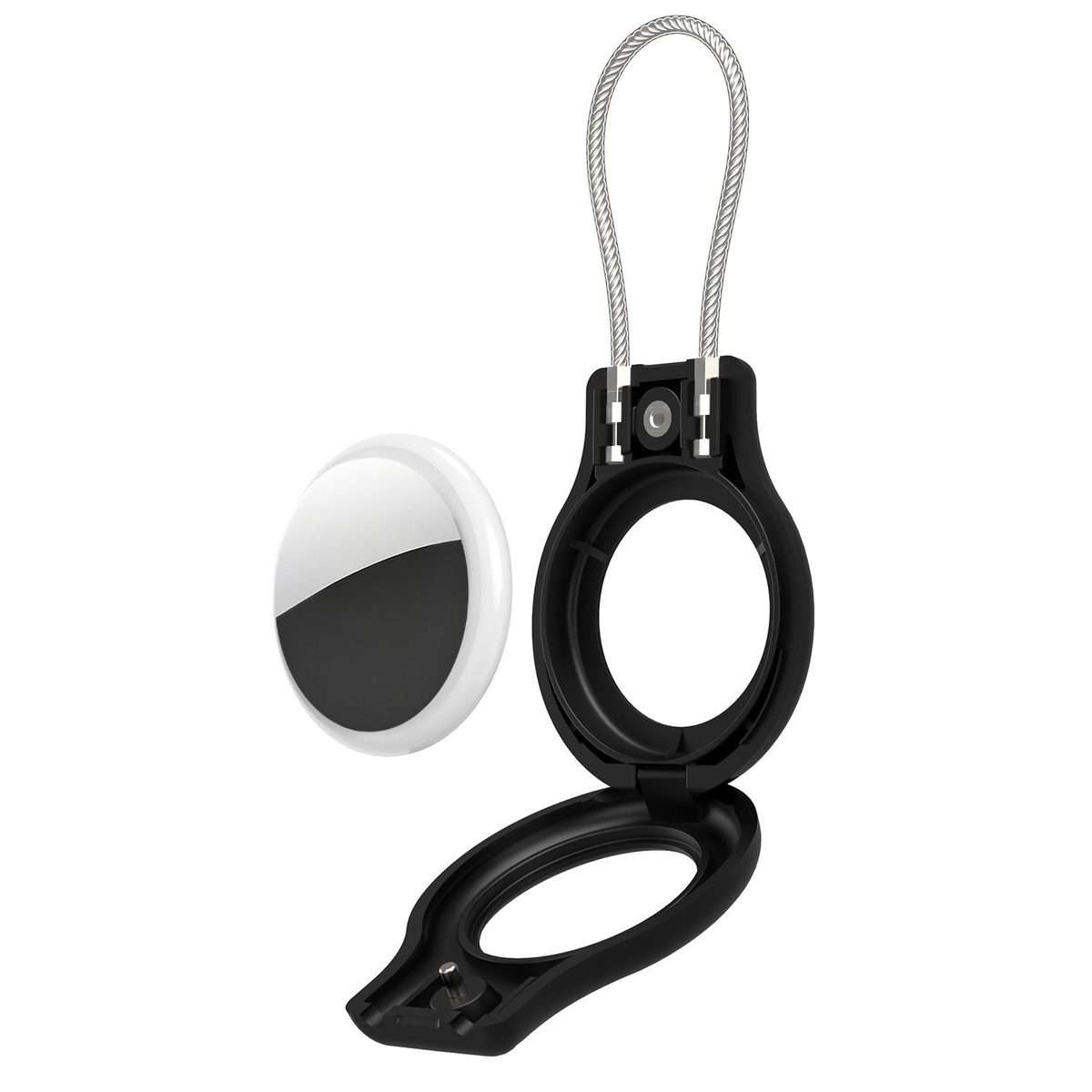 For AirTag 2nd Gen / 1st Gen XDcase Hollow PC Protective Case with Security Lock & Met ... (Black)
