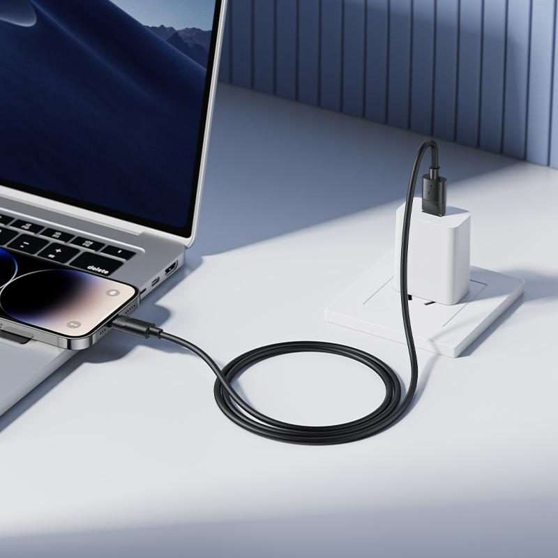 Borofone BX123 Leya 2.4A USB to 8 Pin Silicone Charging Cable, Length: 1m(Black)