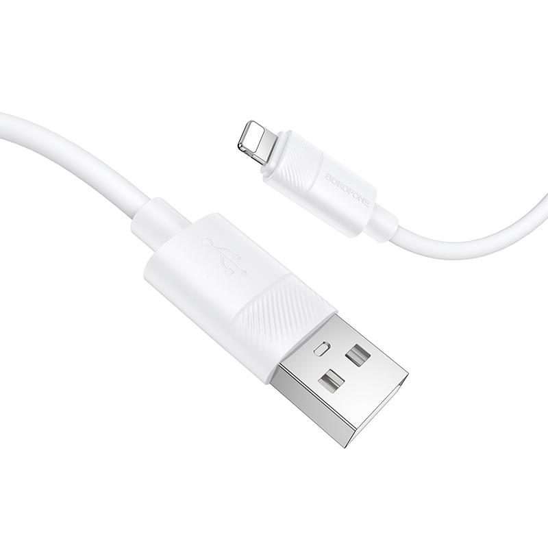Borofone BX123 Leya 2.4A USB to 8 Pin Silicone Charging Cable, Length: 1m(White)