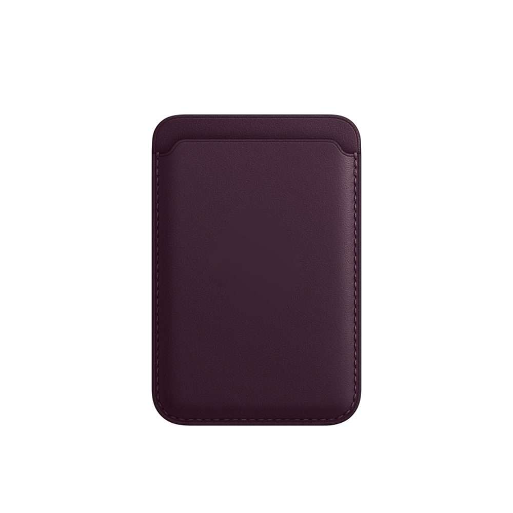 Leather Wallet Pouch Card Holder Magsafing Case for iPhone 17-12 Series (Dark Purple)