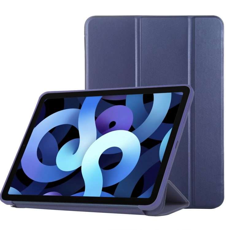 TPU Three-fold Horizontal Flip Smart Leather Case with Sleep / Wake-up Function & ... (Navy Blue)