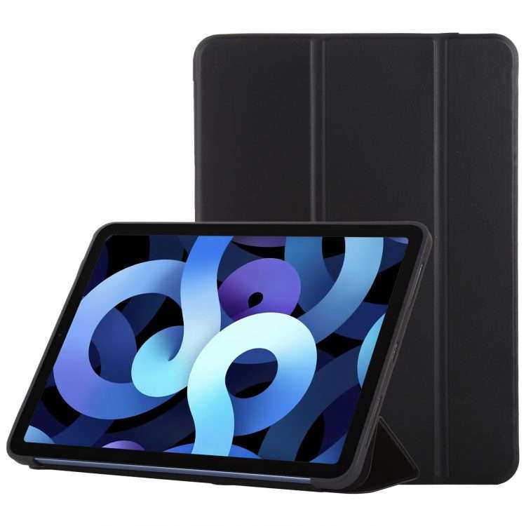 TPU Three-fold Horizontal Flip Smart Leather Case with Sleep / Wake-up Function & Hold ... (Black)