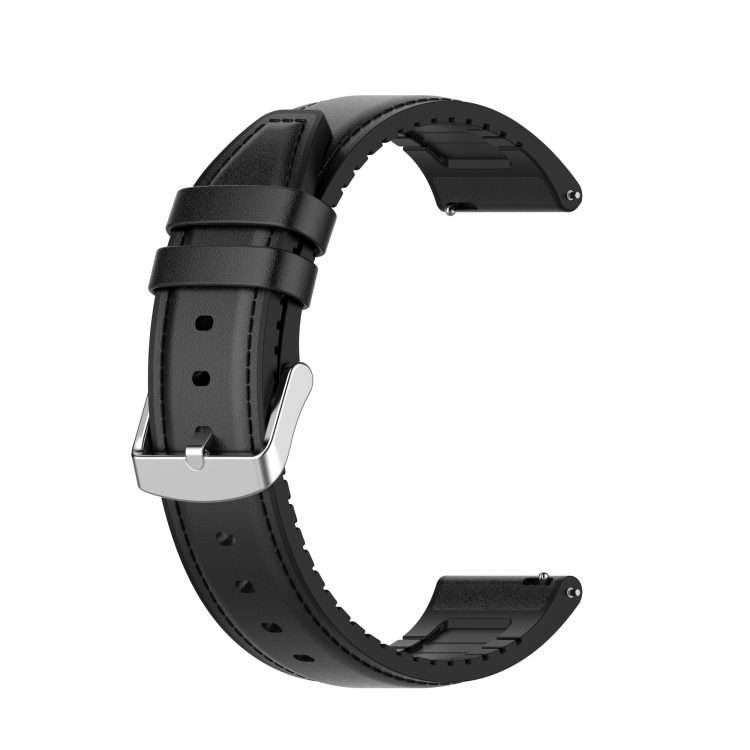 22mm Silicone Leather Watch Band for Samsung Galaxy Watch 3 45mm(Black)