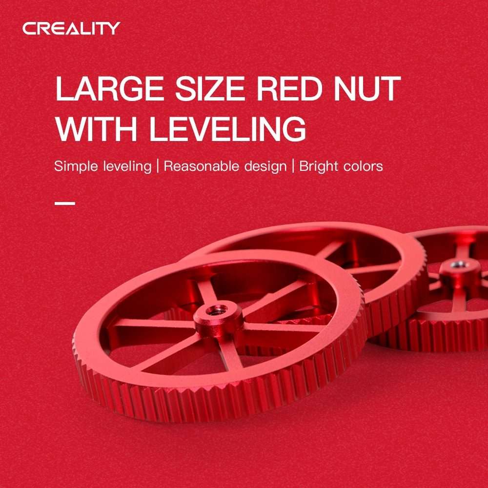 Creality Metal Red Hand Screwed Leveling Nut for Ender-3 / Ender-3 Pro / Ender-3 V2 / CR ... (Red)