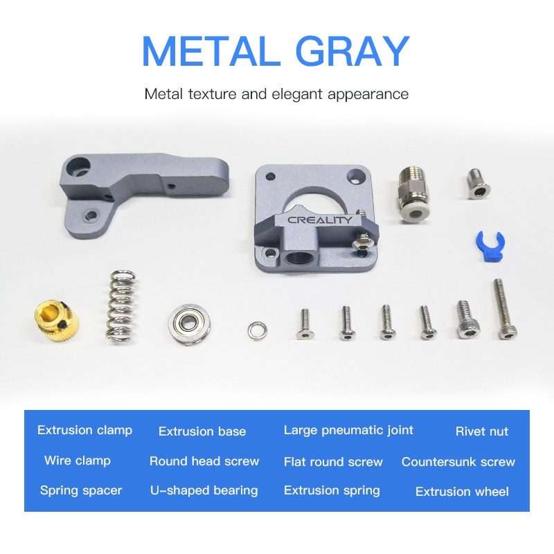 Creality All Metal Silver Block Bowden Extruder Kit for Ender-3 / Ender-3 Pro / Ender-3 V2 / CR-10