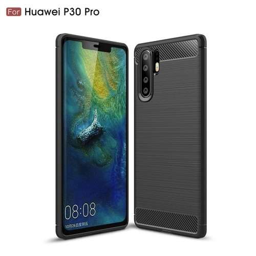 Brushed Texture Carbon Fiber Shockproof TPU Case for Huawei P30 Pro (Black)