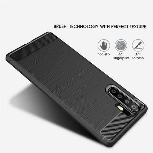 Brushed Texture Carbon Fiber Shockproof TPU Case for Huawei P30 Pro (Black)