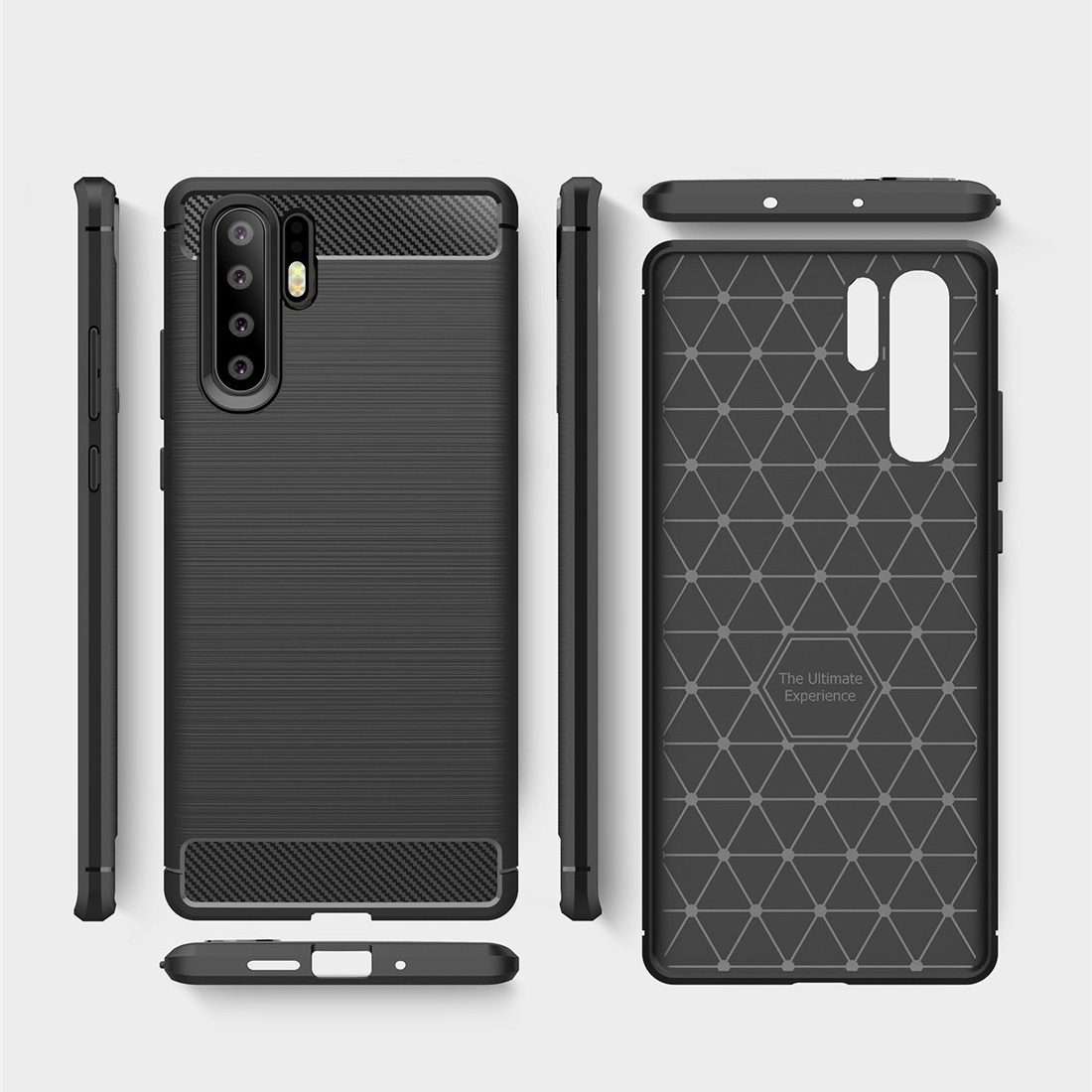 Brushed Texture Carbon Fiber Shockproof TPU Case for Huawei P30 Pro (Navy Blue)