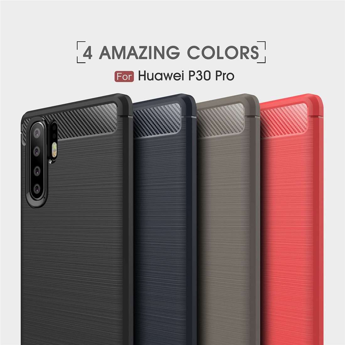 Brushed Texture Carbon Fiber Shockproof TPU Case for Huawei P30 Pro (Navy Blue)