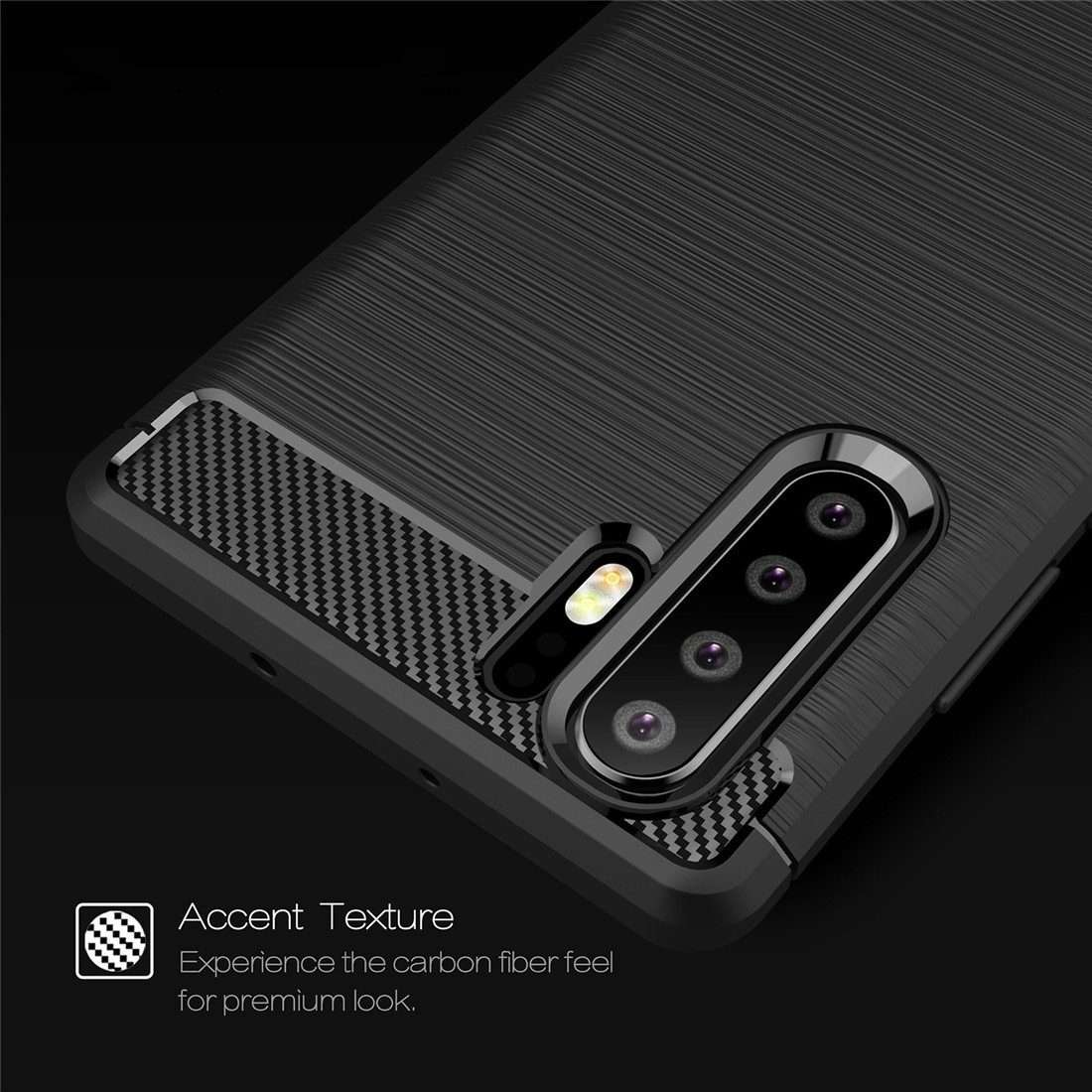 Brushed Texture Carbon Fiber Shockproof TPU Case for Huawei P30 Pro (Red)
