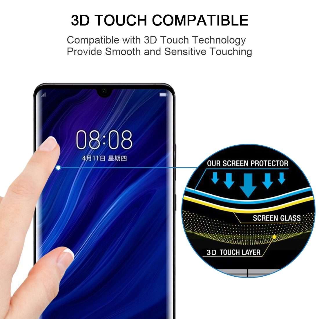 25 PCS Edge Glue 3D Full Screen Tempered Glass Film for Huawei P30 Pro
