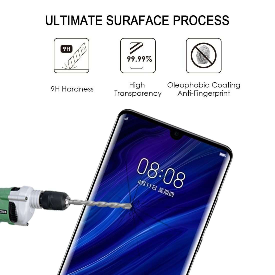 25 PCS Edge Glue 3D Full Screen Tempered Glass Film for Huawei P30 Pro