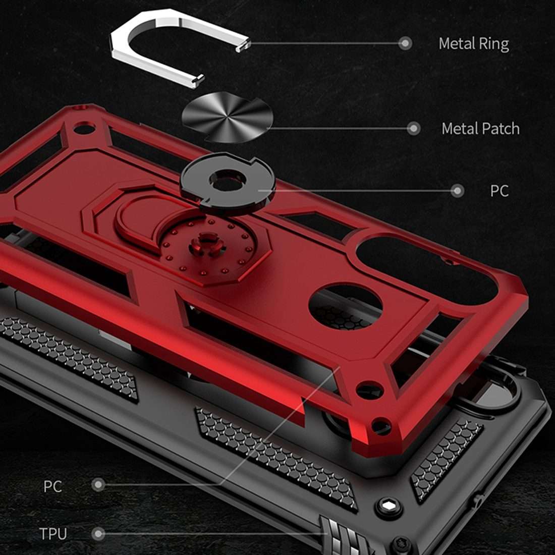 Armor Shockproof TPU + PC Protective Case for Huawei P30 Lite, with 360 Degree Rotati ... (Silver)