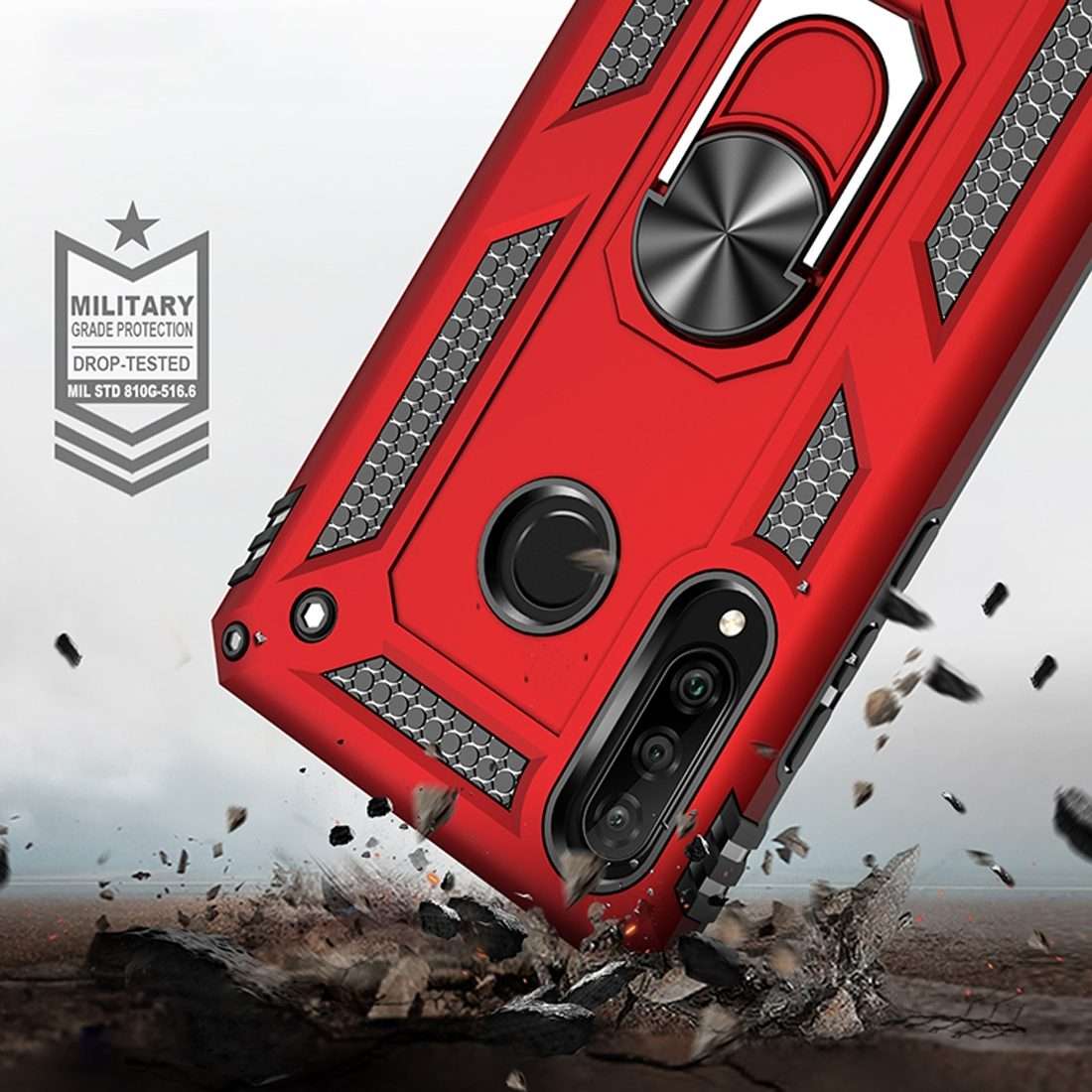 Armor Shockproof TPU + PC Protective Case for Huawei P30 Lite, with 360 Degree Rotati ... (Silver)