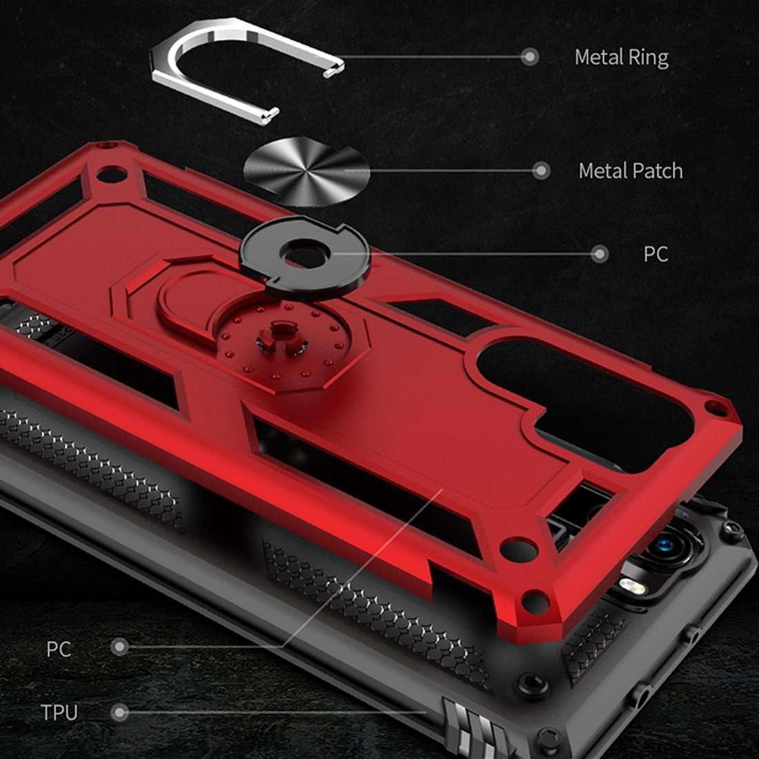Armor Shockproof TPU + PC Protective Case for Huawei P30 Pro, with 360 Degree Rotation ... (Black)