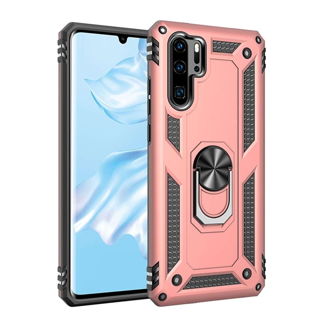 Armor Shockproof TPU + PC Protective Case for Huawei P30 Pro, with 360 Degree Rota ... (Rose Gold)