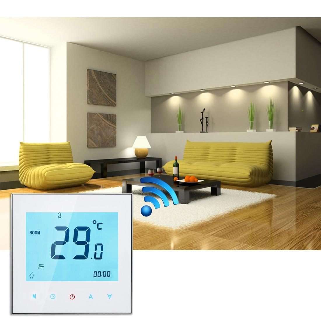 BHT-1000-GB-WIFI 16A Load Electronic Heating Type Touch LCD Digital WiFi Heating Room ... (White)