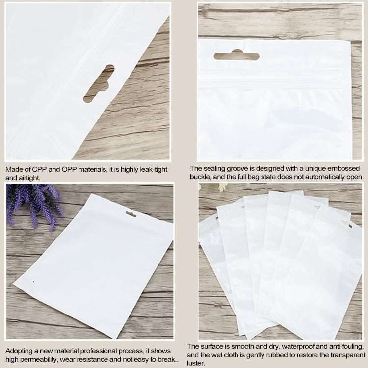 100 PCS 32cm x 45cm Hang Hole Clear Front White Pearl Jewelry Zip Lock Packaging Bag, Custom Print