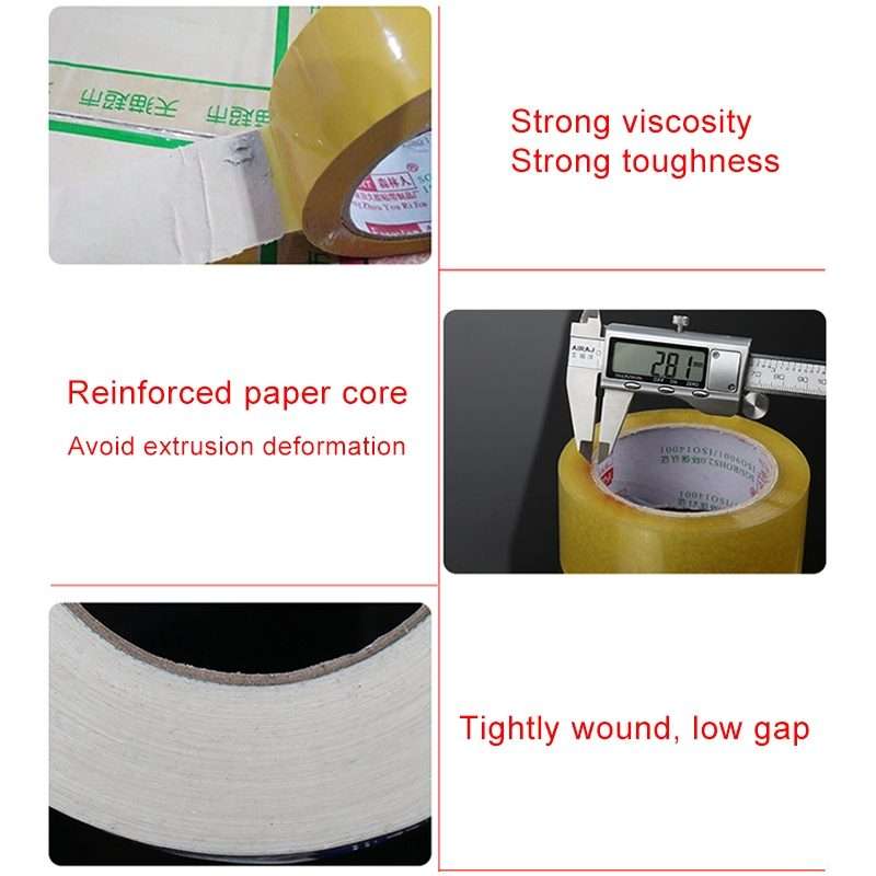 55mm Width 32mm Thickness Package Sealing Packing Tape Roll Sticker(Transparent Yellow)