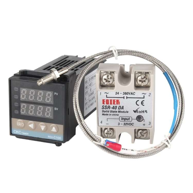 REX-C100 Thermostat + Thermocouple + SSR-80 DA Solid State Module Intelligent Temperature Control