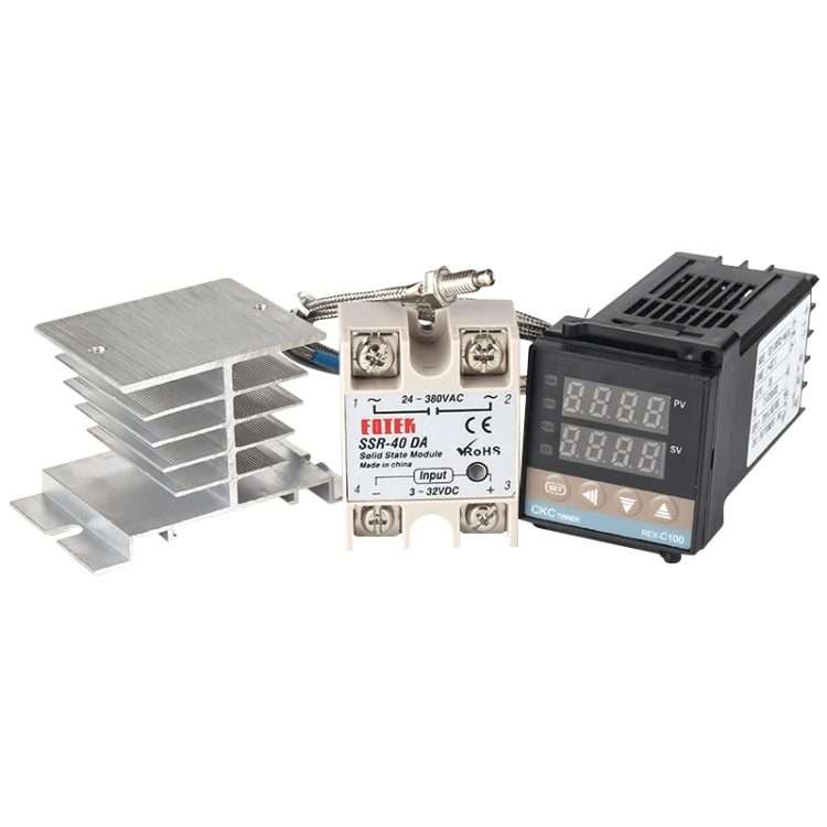 11000W REX-C100 Thermostat + Heat Sink + Thermocouple + SSR-100 DA Solid State Module Intelligent