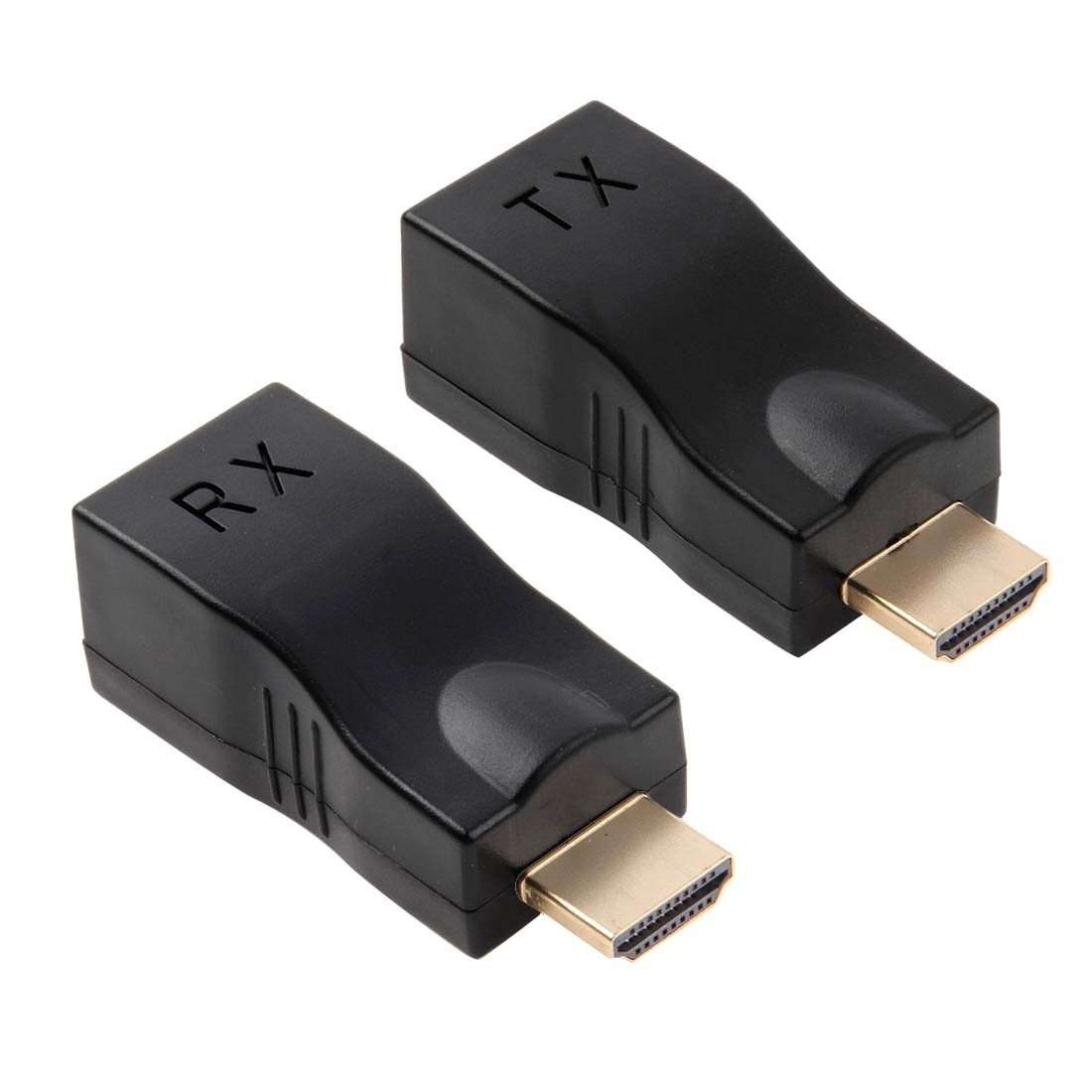 HDMI to RJ45 Extender Adapter (Receiver & Transmitter) by Cat-5e/6 Cable, Support HDCP ... (Black)