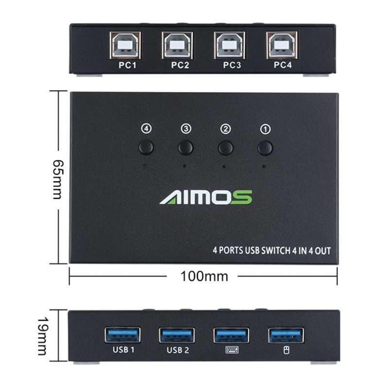 AIMOS AM-KM404K USB2.0 4 In 4 Out Switcher