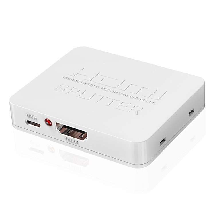 1x2 Mini HDMI Amplifier Splitter, Support 3D & 4K x 2K (White)