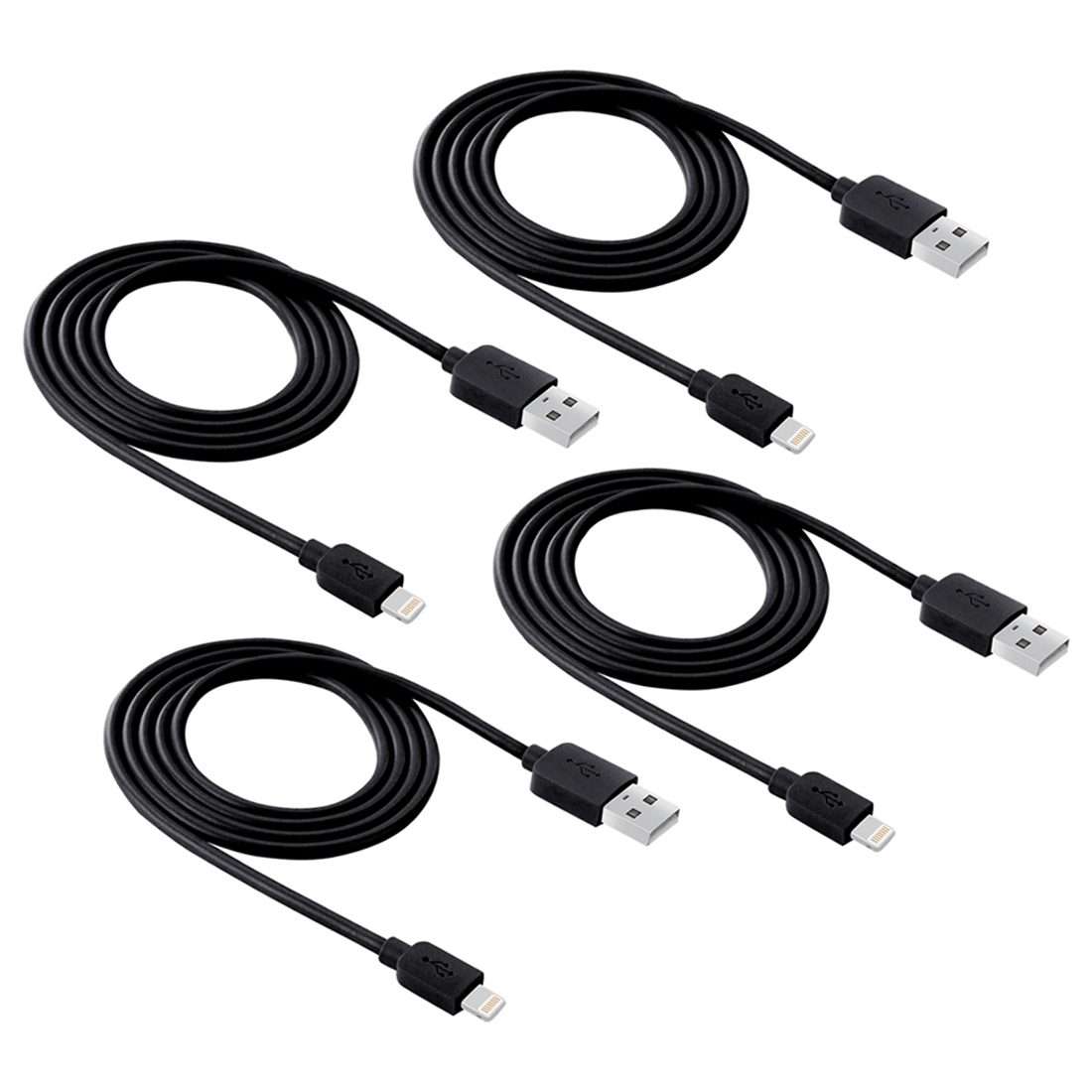 4 PCS HAWEEL 1m High Speed 8 pin to USB Sync and Charging Cable Kit for iPhone, iPad(Black)