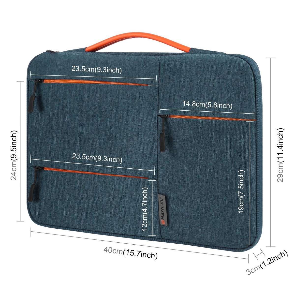 HAWEEL 15.0 inch Sleeve Case Zipper Briefcase Laptop Handbag For Macbook, Samsung ... (Navy Blue)