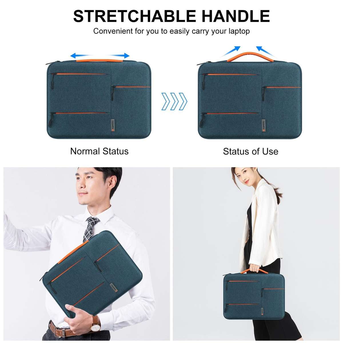 HAWEEL 15.0 inch Sleeve Case Zipper Briefcase Laptop Handbag For Macbook, Samsung ... (Navy Blue)