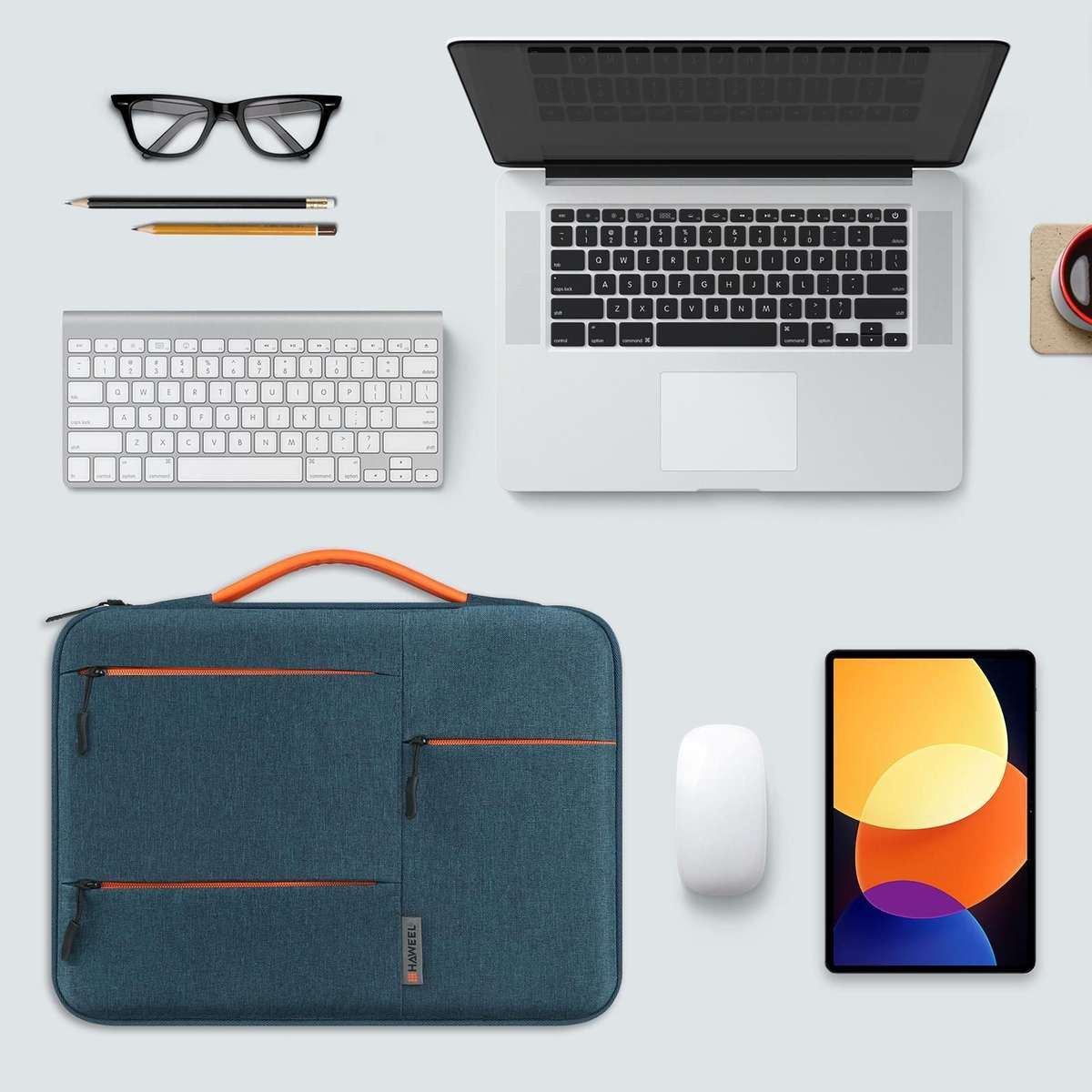HAWEEL 15.0 inch Sleeve Case Zipper Briefcase Laptop Handbag For Macbook, Samsung ... (Navy Blue)
