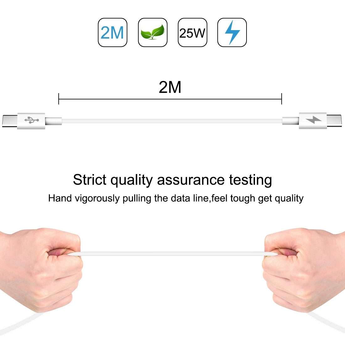 HAWEEL 25W 3A Type-C / USB-C to Type-C / USB-C PD Fast Charging Data Cable, Length: 2m