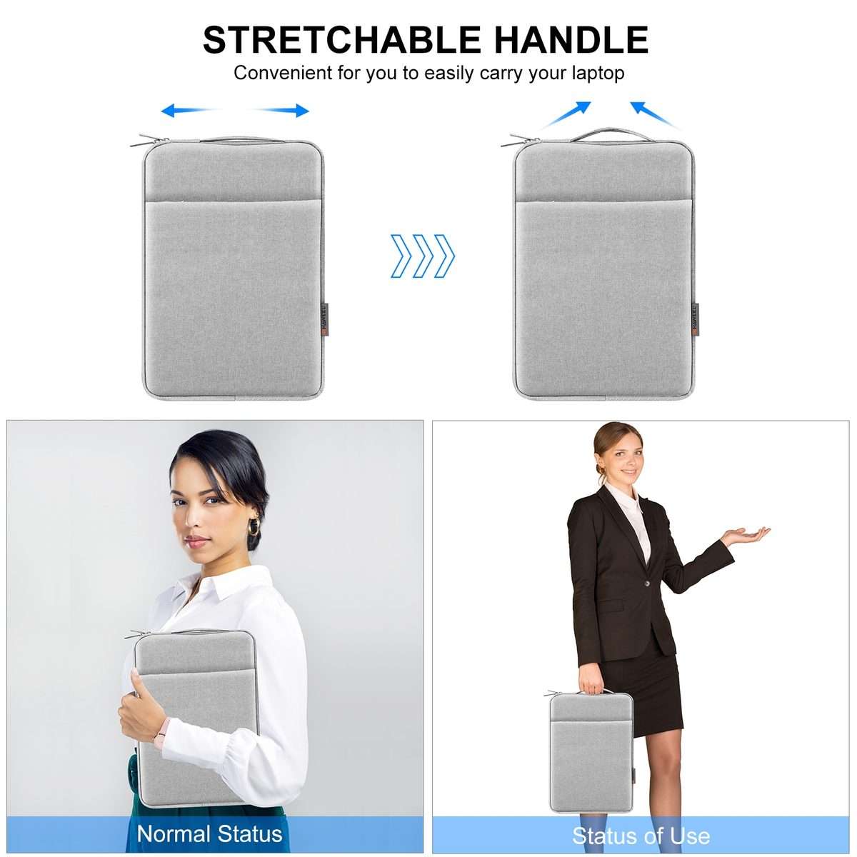 HAWEEL Laptop Sleeve Case Zipper Briefcase Bag with Handle for 14-15 inch Laptop(Grey)