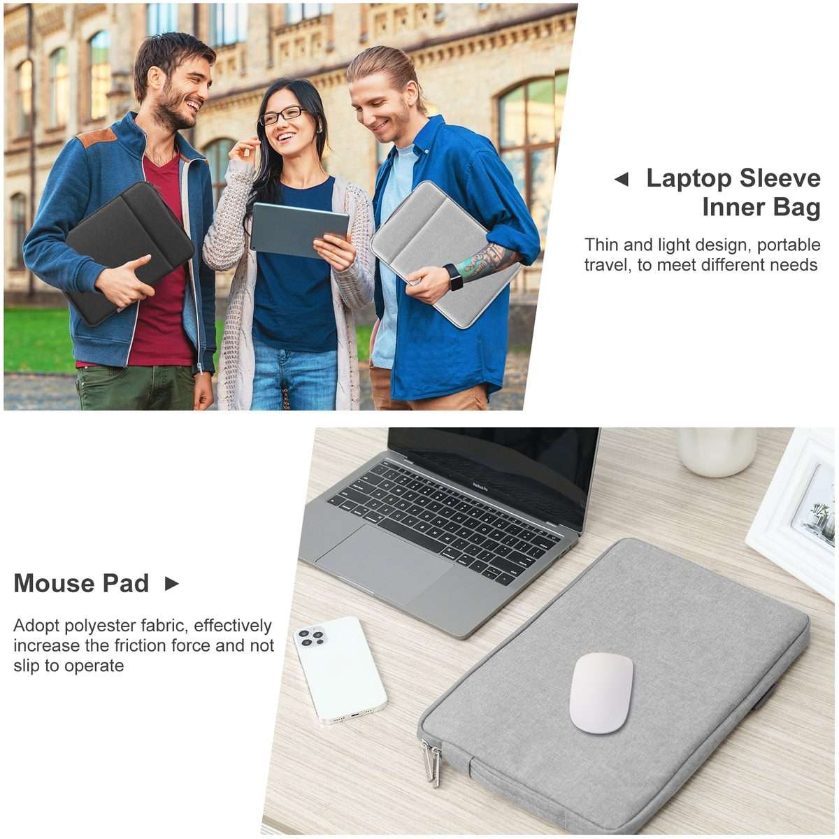 HAWEEL Laptop Sleeve Case Zipper Briefcase Bag with Handle for 14-15 inch Laptop(Grey)