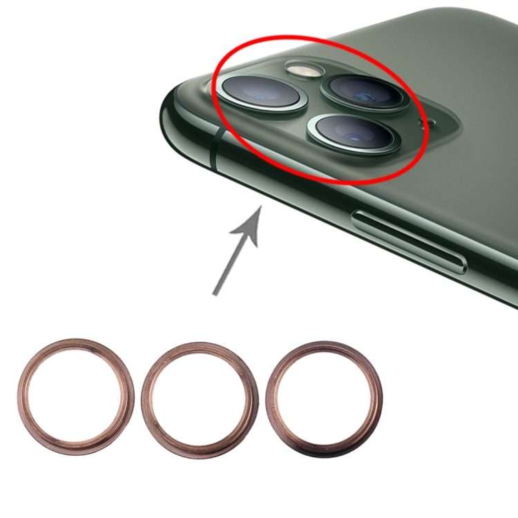 3 PCS Rear Camera Glass Lens Metal Protector Hoop Ring for iPhone 11 Pro & 11 Pro Max(Gold)