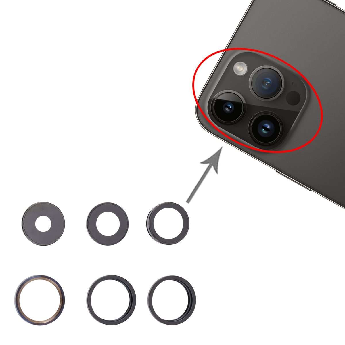 For iPhone 14 Pro Max Camera Lens Cover(Black)