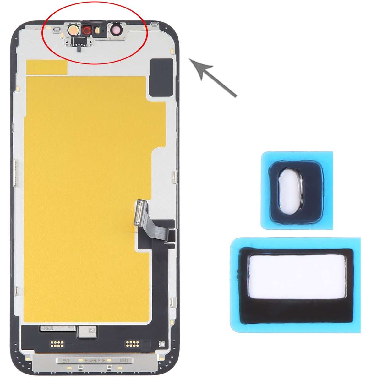 100/Set Front Camera LCD Light Sensor Back Sticker for iPhone 14 / 14 Plus