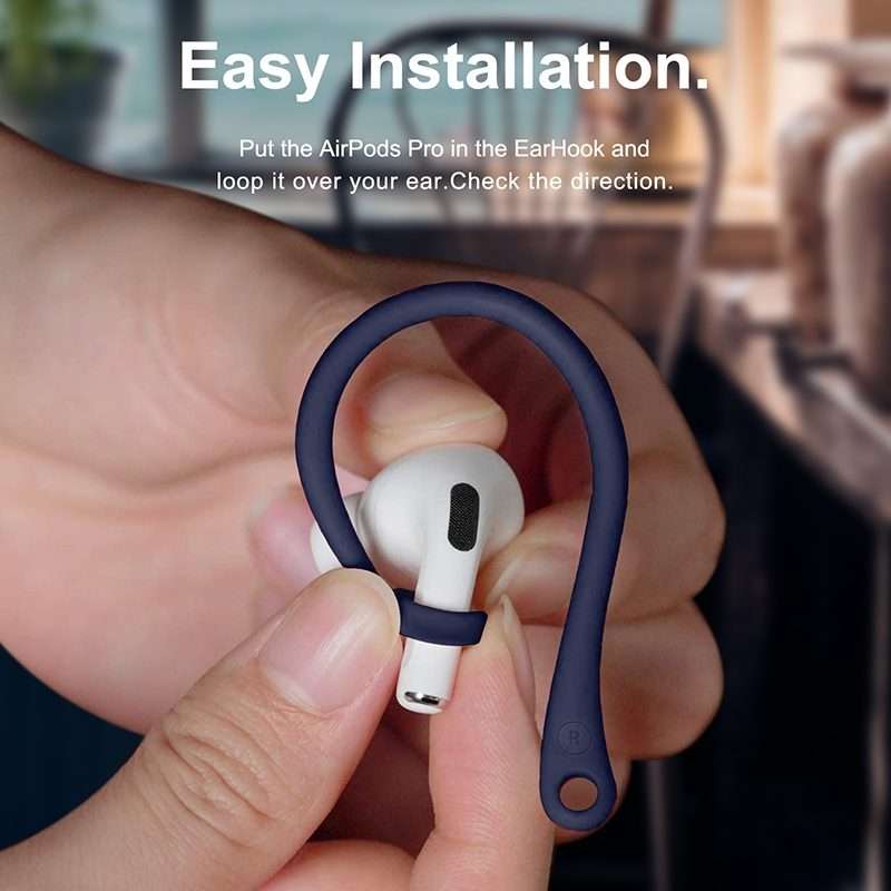 For AirPods 1 / 2 / Pro Anti-lost Silicone Earphone Ear-hook(Dark Blue)