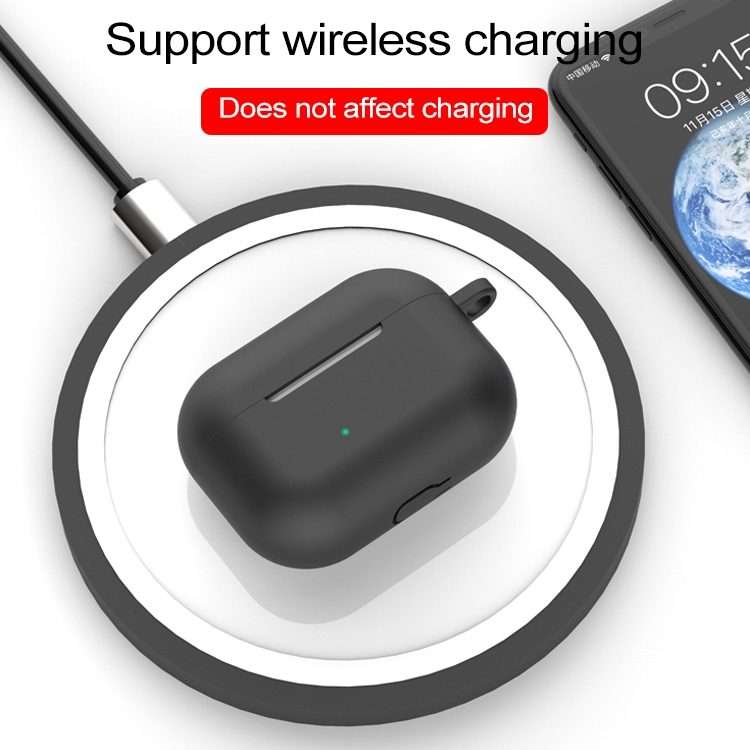 For AirPods Pro Silicone Earphone Protective Case + Hook + Anti-lost Rope 3 in 1 Set(Grey)