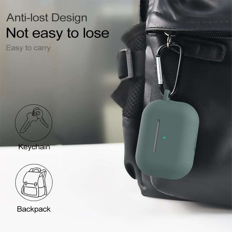 For AirPods Pro Silicone Earphone Protective Case + Hook + Anti-lost Rope 3 in 1 Set(Grey)