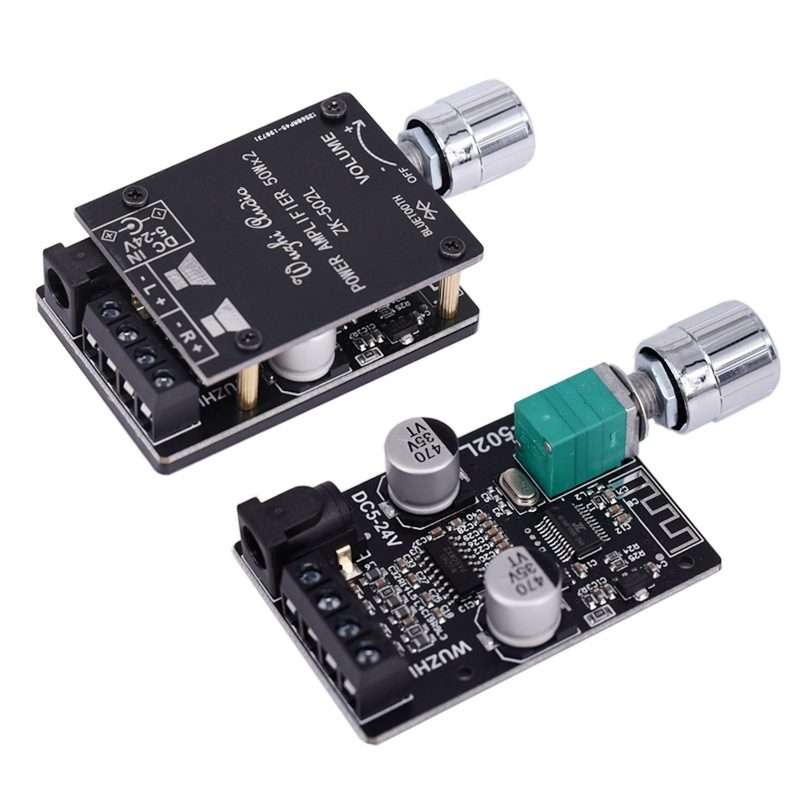 ZK-502L Bluetooth 5.0 12/24V Wireless Stereo Audio Digital Power Amplifier Board 50Wx2 Bluetooth A