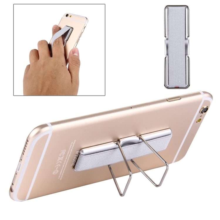 2 in 1 Adjustable Universal Mini Adhesive Holder Stand + Slim Finger Grip, Size: 7.3 x ... (Grey)
