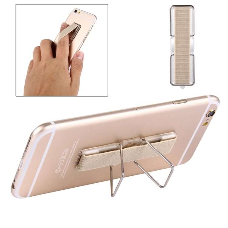 2 in 1 Adjustable Universal Mini Adhesive Holder Stand + Slim Finger Grip, Size: 7.3 x ... (Gold)