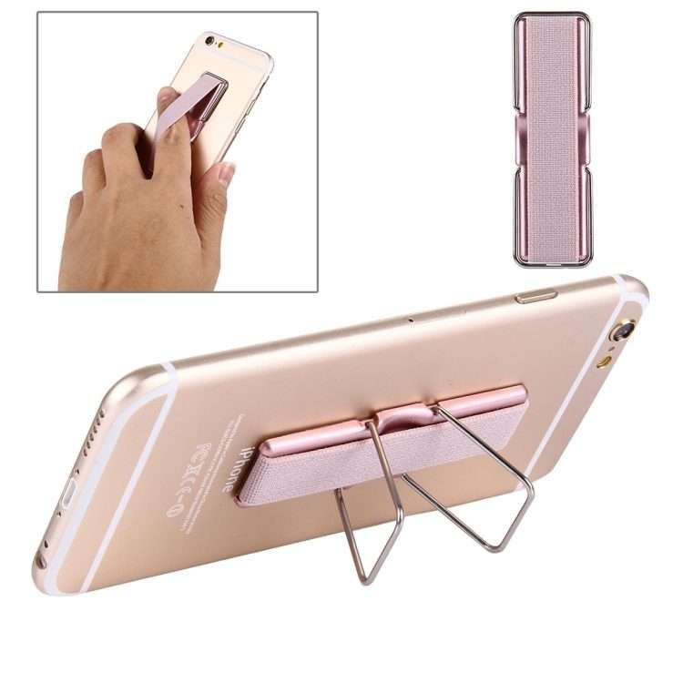 2 in 1 Adjustable Universal Mini Adhesive Holder Stand + Slim Finger Grip, Size: 7 ... (Rose Gold)