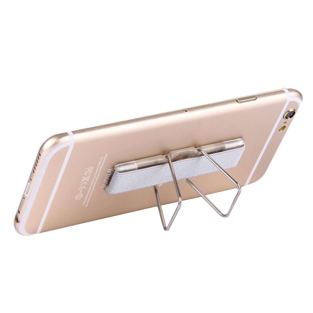 2 in 1 Adjustable Universal Mini Adhesive Holder Stand + Slim Finger Grip, Size: 7.3 ... (Silver)