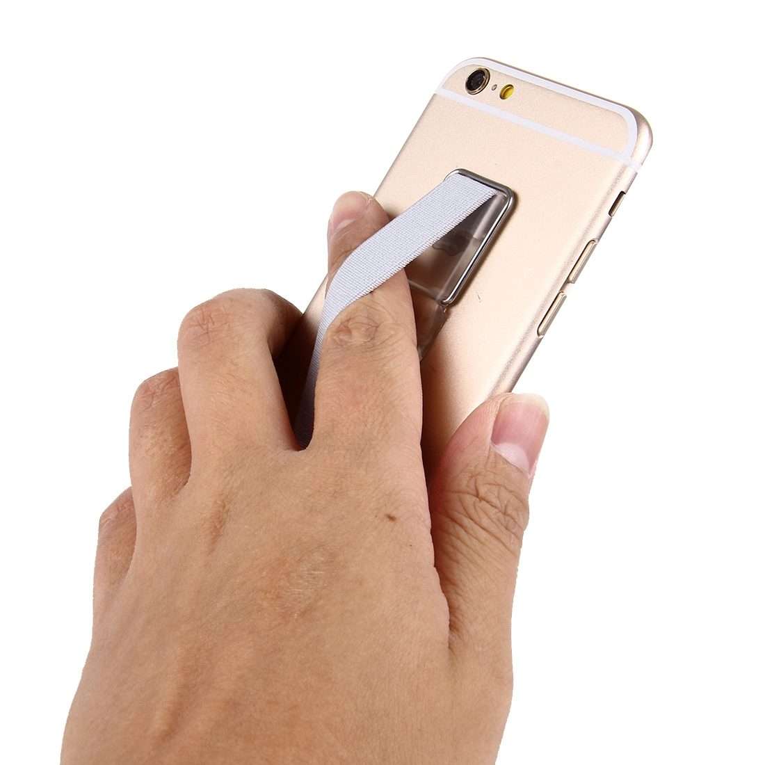 2 in 1 Adjustable Universal Mini Adhesive Holder Stand + Slim Finger Grip, Size: 7.3 ... (Silver)